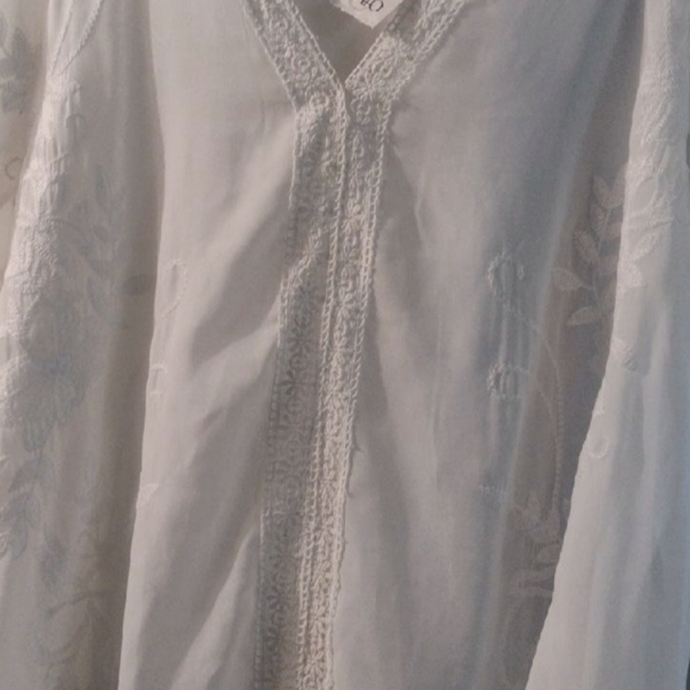 Cato sheer top with embroidery throughout